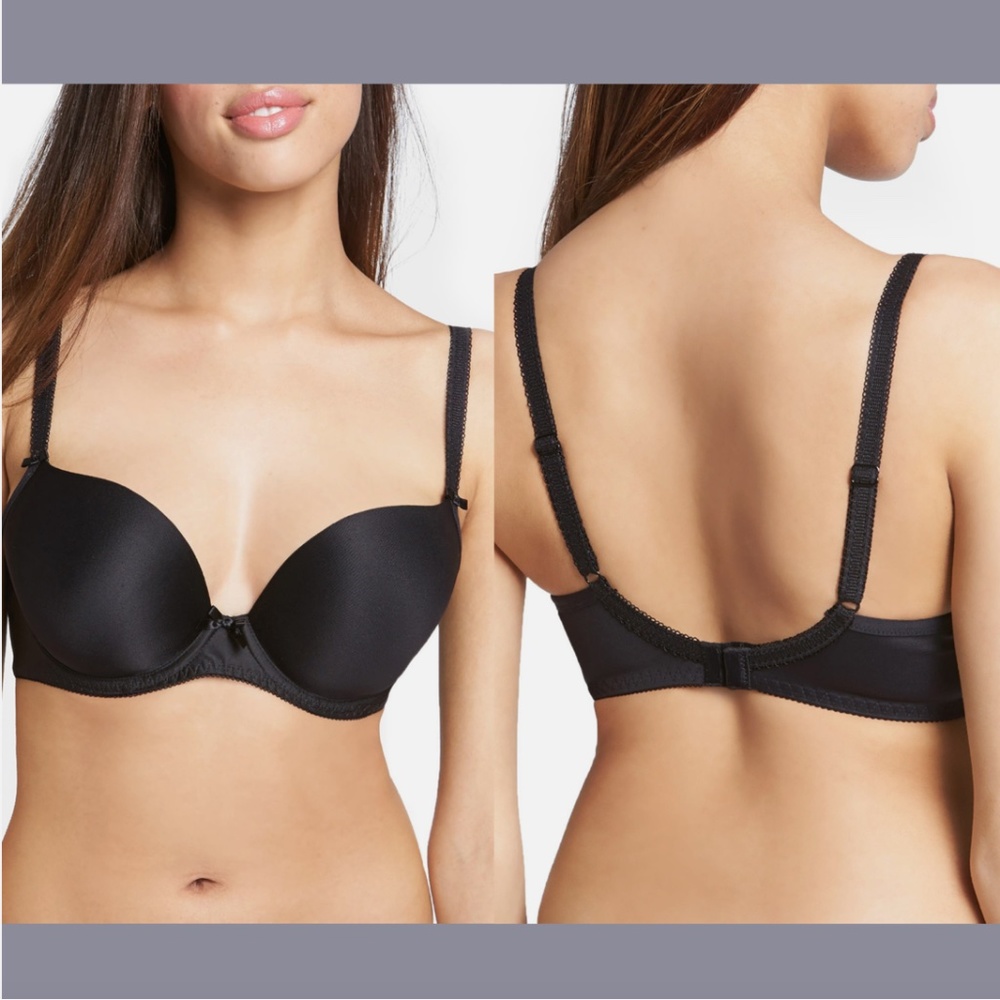 NWT $60 Freya [ 36DD US ] Deco Underwire Plunge Bra in‎ Black #U1160